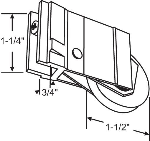 Patio Door Roller Assembly 1-1/2 Steel Wheel DR-103 / 9-247